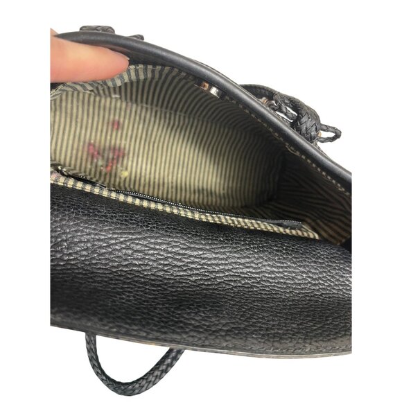 Brighton Black Leather Crocodile Print Embossed Satchel Bag - Picture 4 of 15